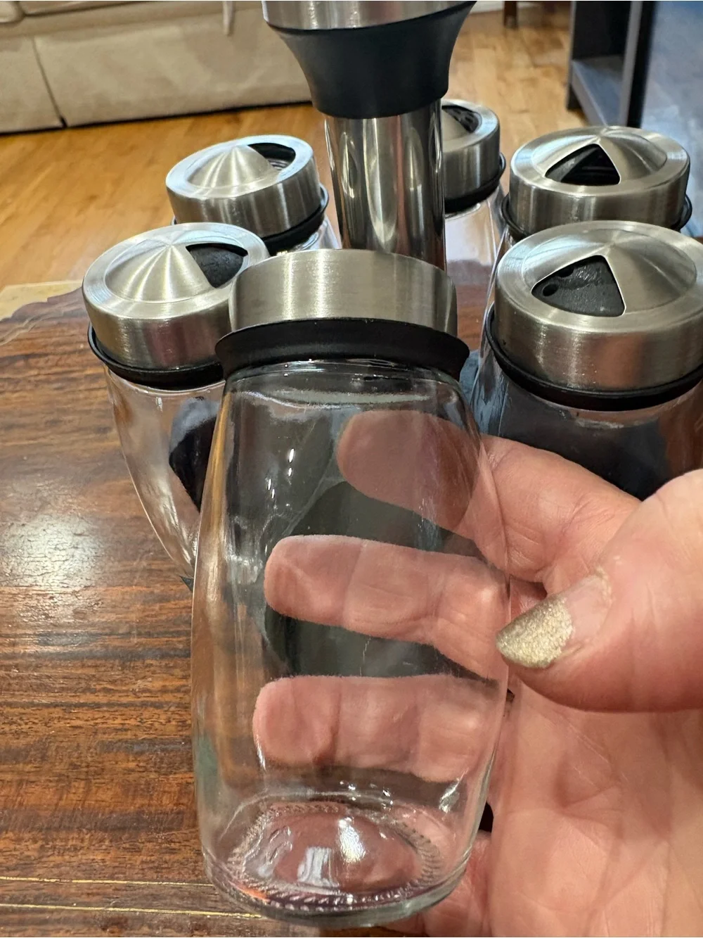 Stainless Steel Rotating Spice Rack Set - Silver
